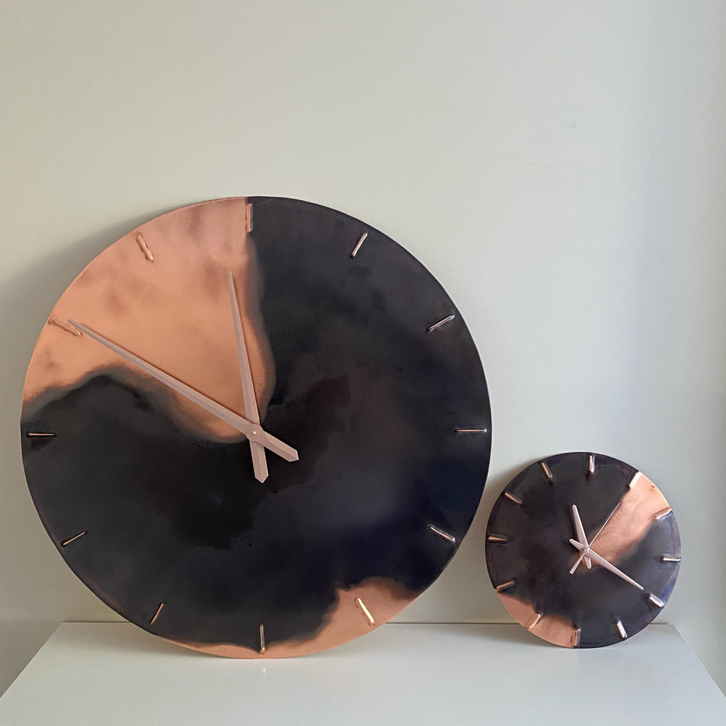 Custom Copper Pieces - 70cm Black Patina "Half Time" Clock
