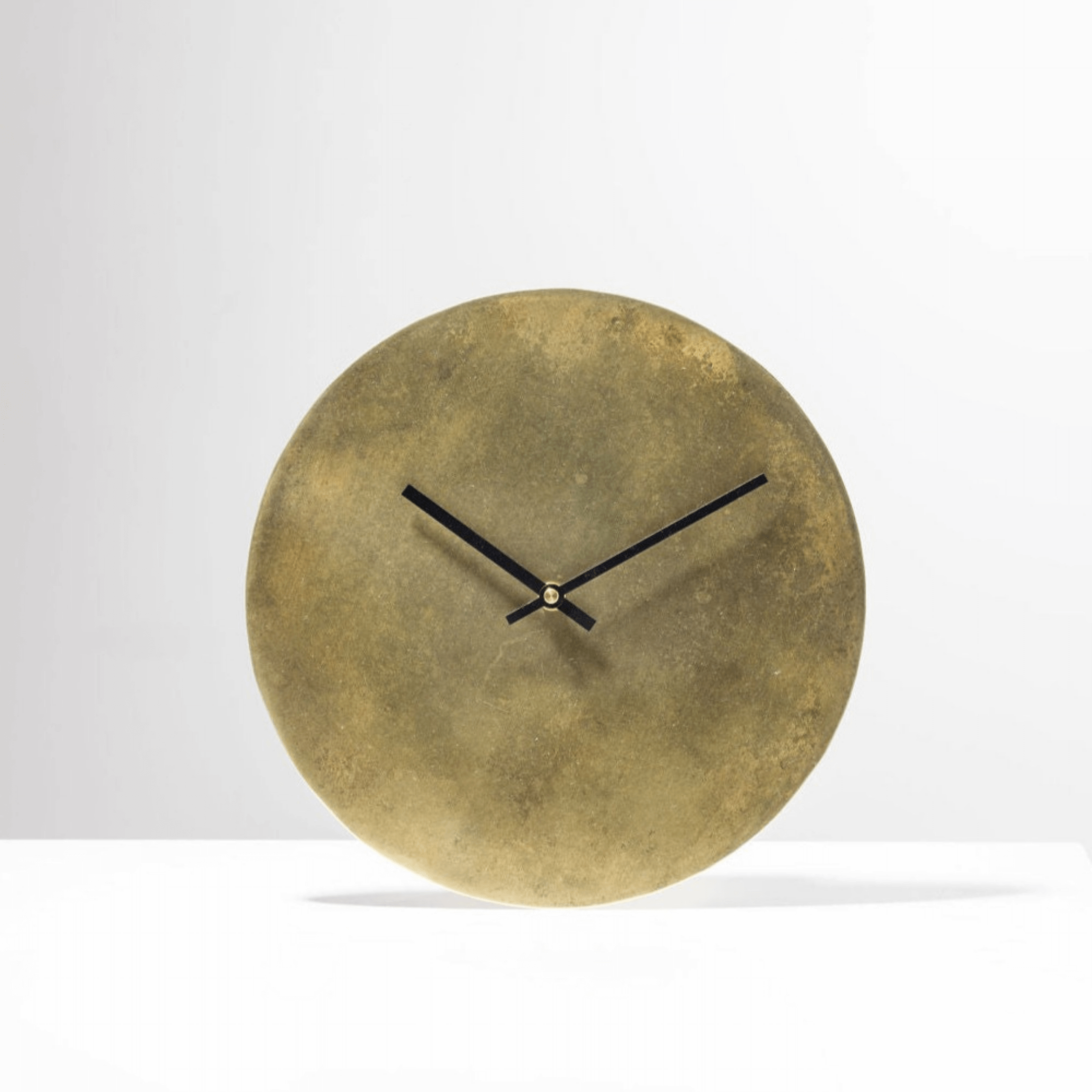 Aged Brass Minimalist Wall Clock, Brass, Empire Copper
