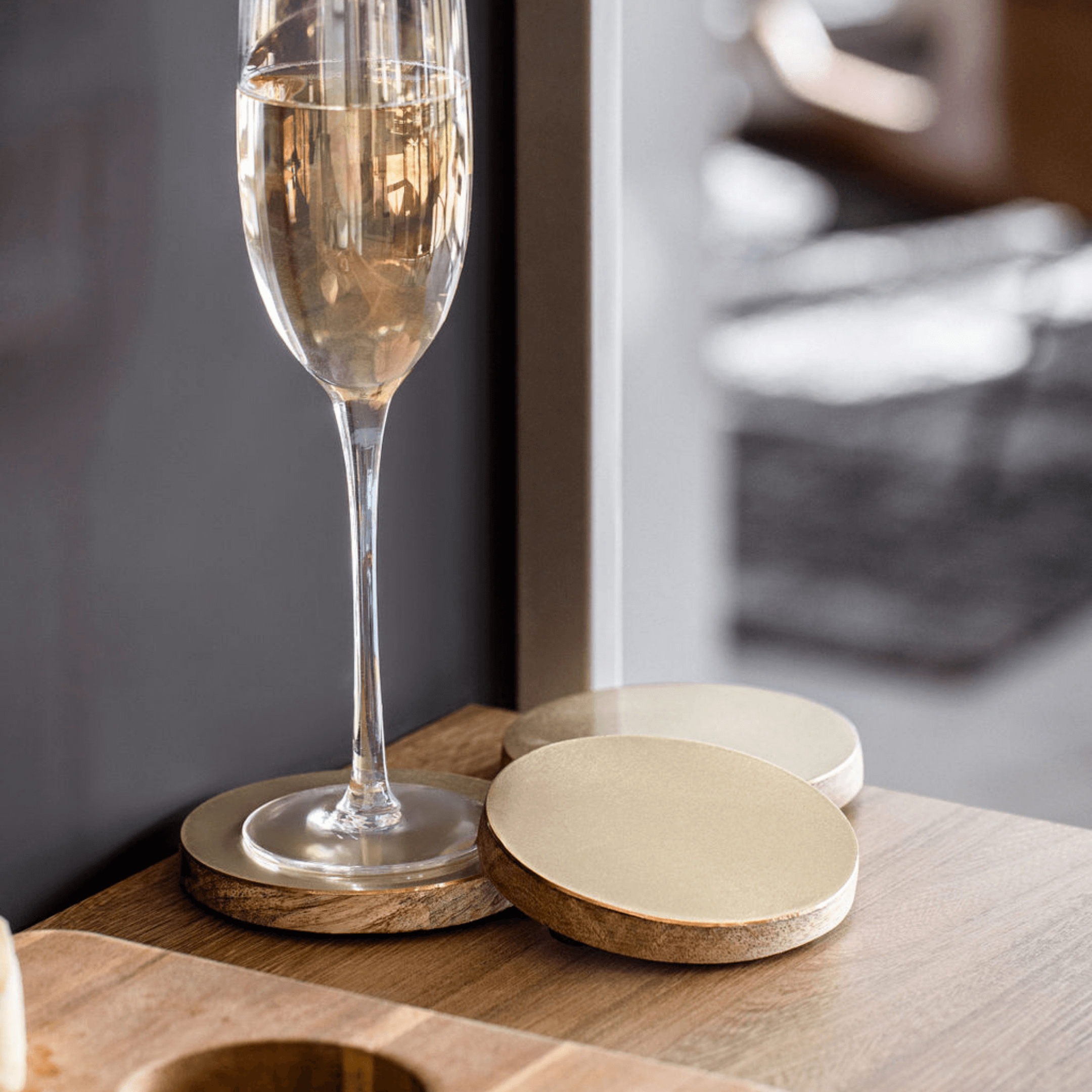 Brushed Brass Coaster Set Natural Brass Empire Copper