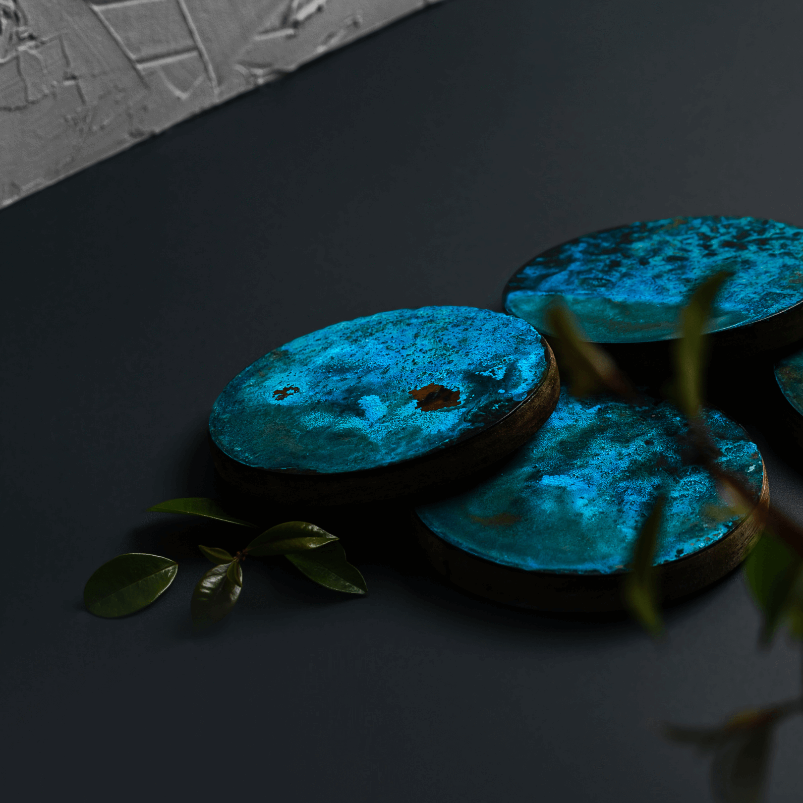 Copper Coaster Set Blue Empire Copper Custom Copper and Brass