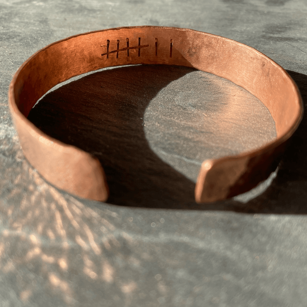 Hammered Copper Cuff with engraving made by Empire Copper by Hayes Home